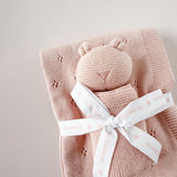 Pique Blanket and Bear Lovey Gift Set - Blush