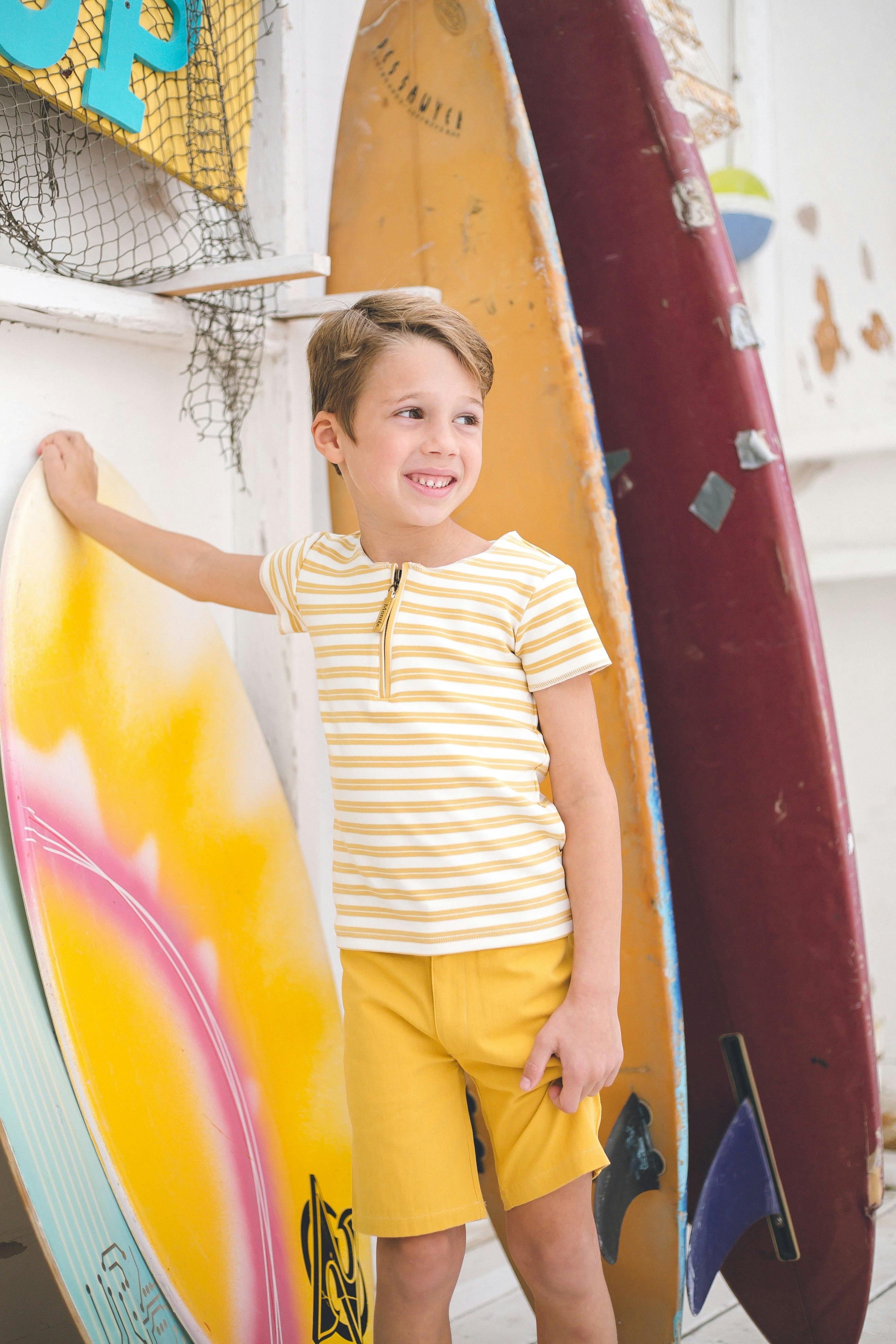 Horizontal Striped Short Sleeve Shirt