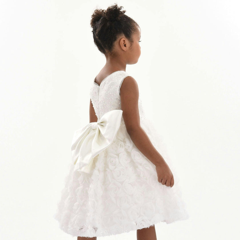White Kreisler Sequin Bow Rose Dress
