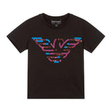 Armani Girls Black Sequin Logo T-Shirt