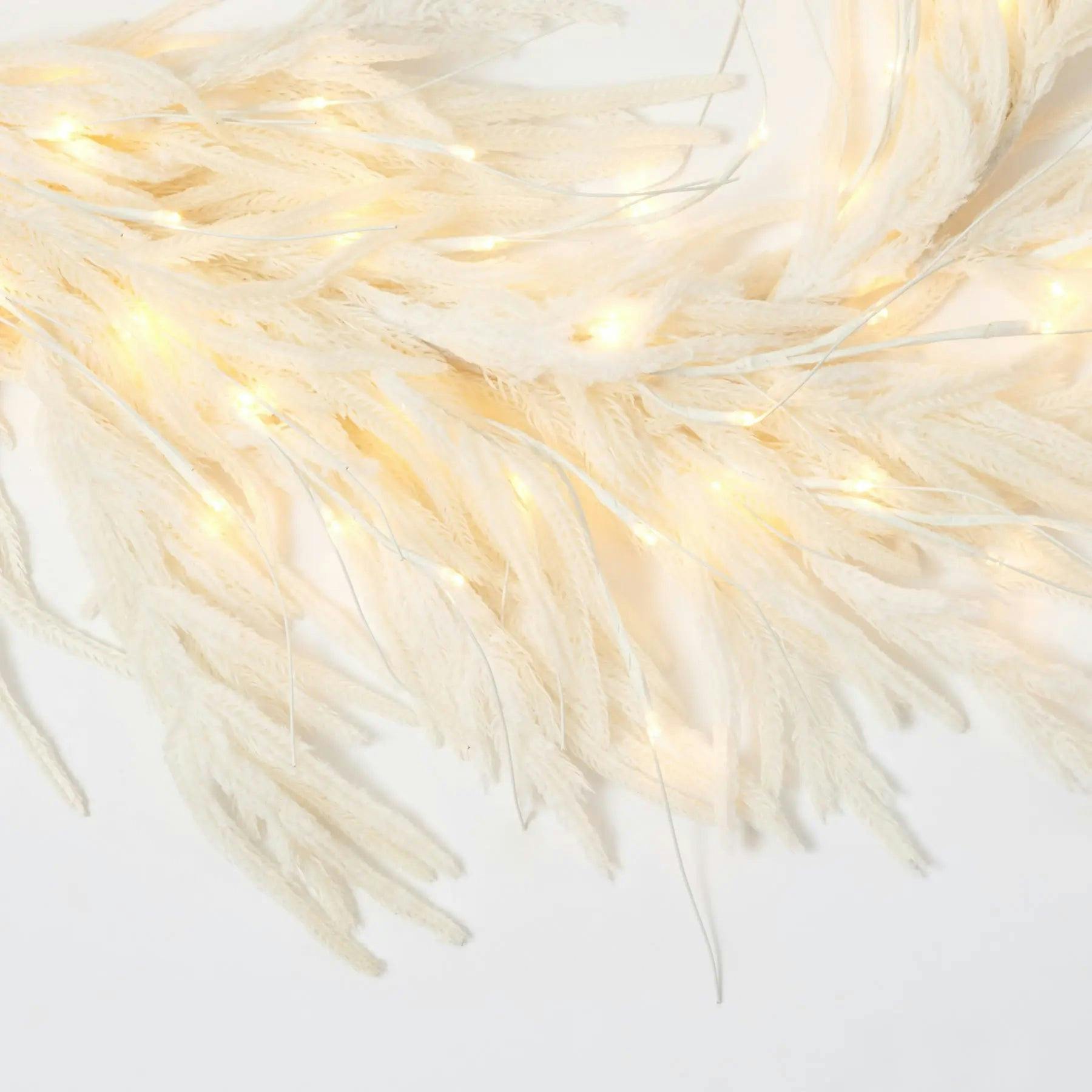 All Aglow - Pre-Lit White Norfolk Pine Christmas Mantel Garland Winter Table Runner
