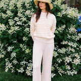 Women's Cream Wide Leg Knit Pant