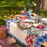 Red Gingham Dinner Plates (x 8)