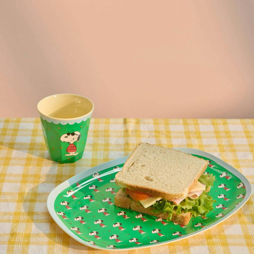 Rectangular Plate with Snoopy Print - Green -
