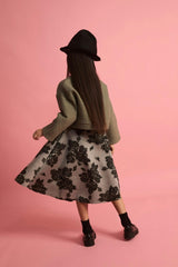 Black Flower Neoprene Skirt