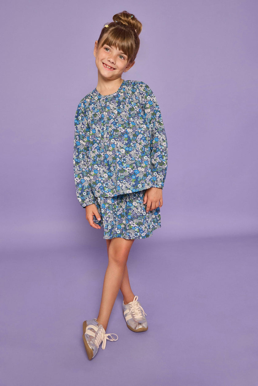 Anita Top - Brookline Blossoms Blue