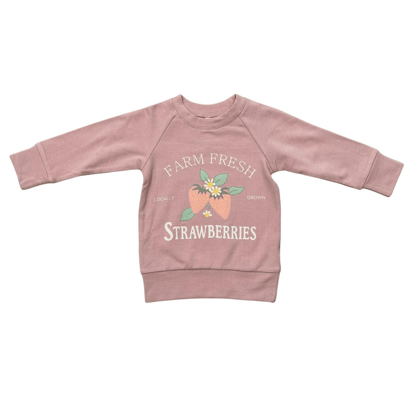Girls Raglan Sweatshirt in Farm Fresh Strawberries