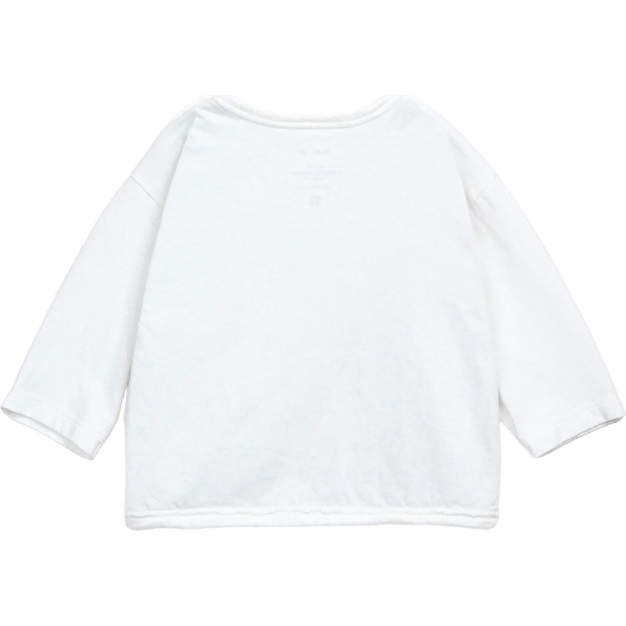 Wording Graphic Print Crew Neck Long Sleeve 2-Button Shoulder T-Shirt