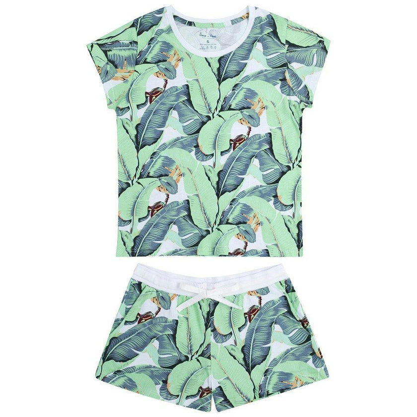 Women's Martinique® Green Banana Leaf Jersey Short PJ Set - Organic Stretch Cotton