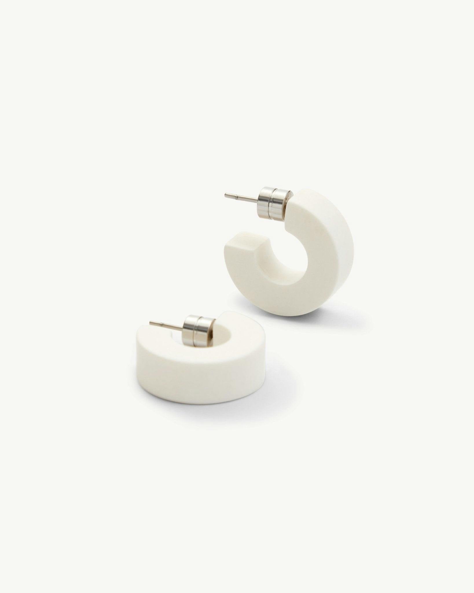 Muse Hoops in White Matte
