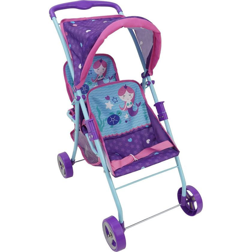 509 Mermaid Twin Doll Stroller - Purple & Teal