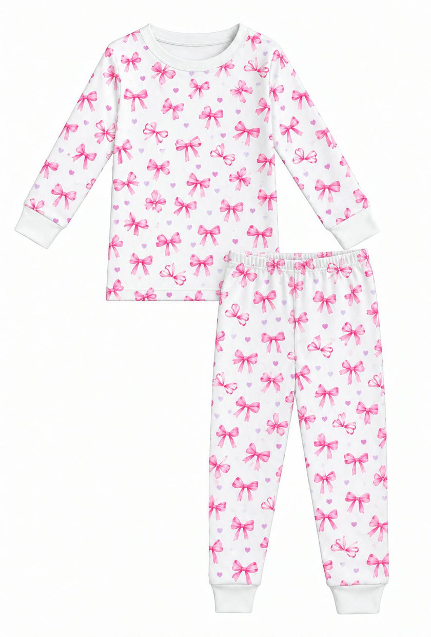 Kids Pajamas - Pink Bows
