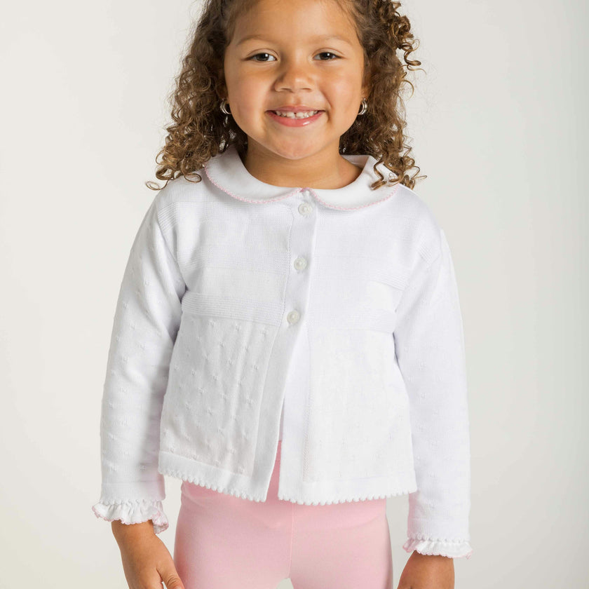 White Three Button Cardigan Sweater