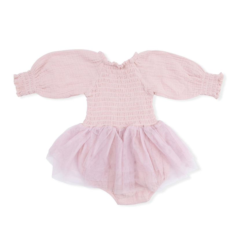 Muslin Lotus - Long Sleeve Smocked Bubble with Tutu