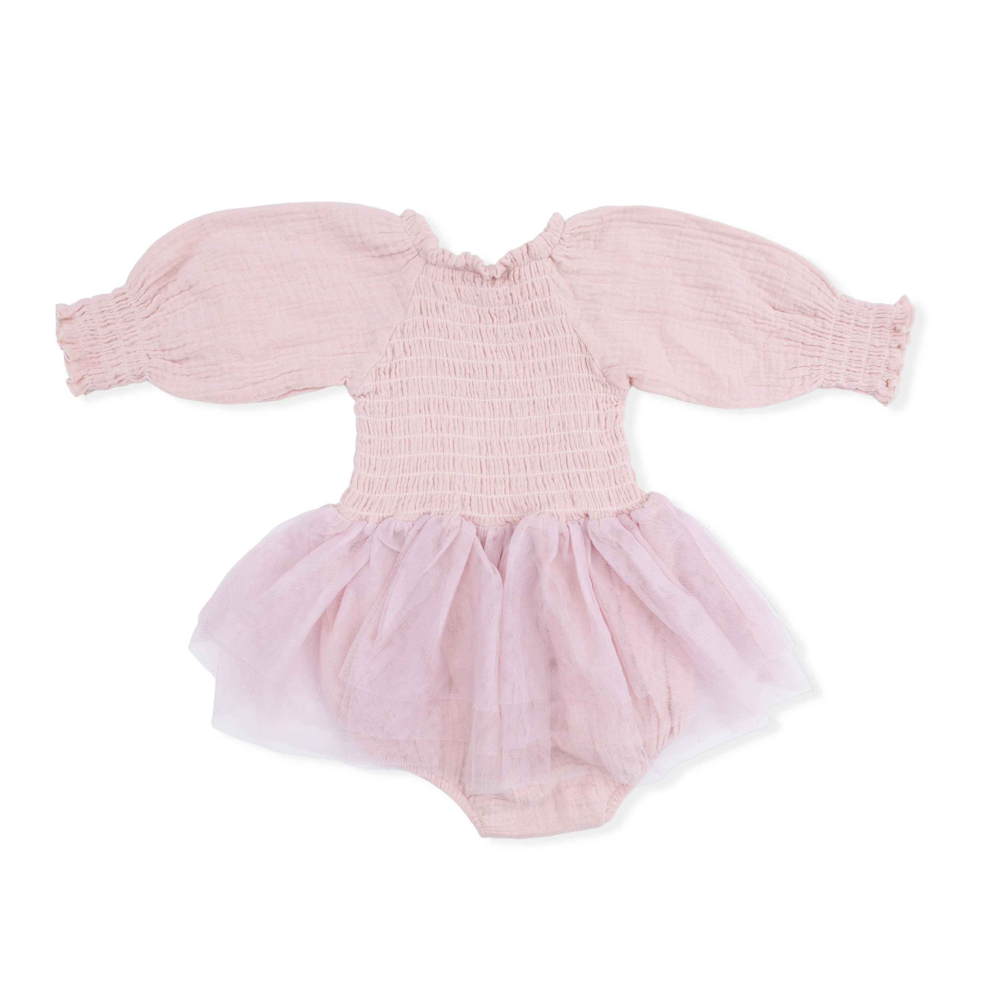 Muslin Lotus - Long Sleeve Smocked Bubble with Tutu