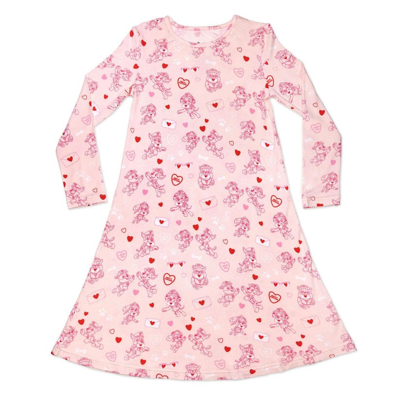 PAW Patrol: Valentine's Pink Bamboo Girls' Long Sleeve Dress