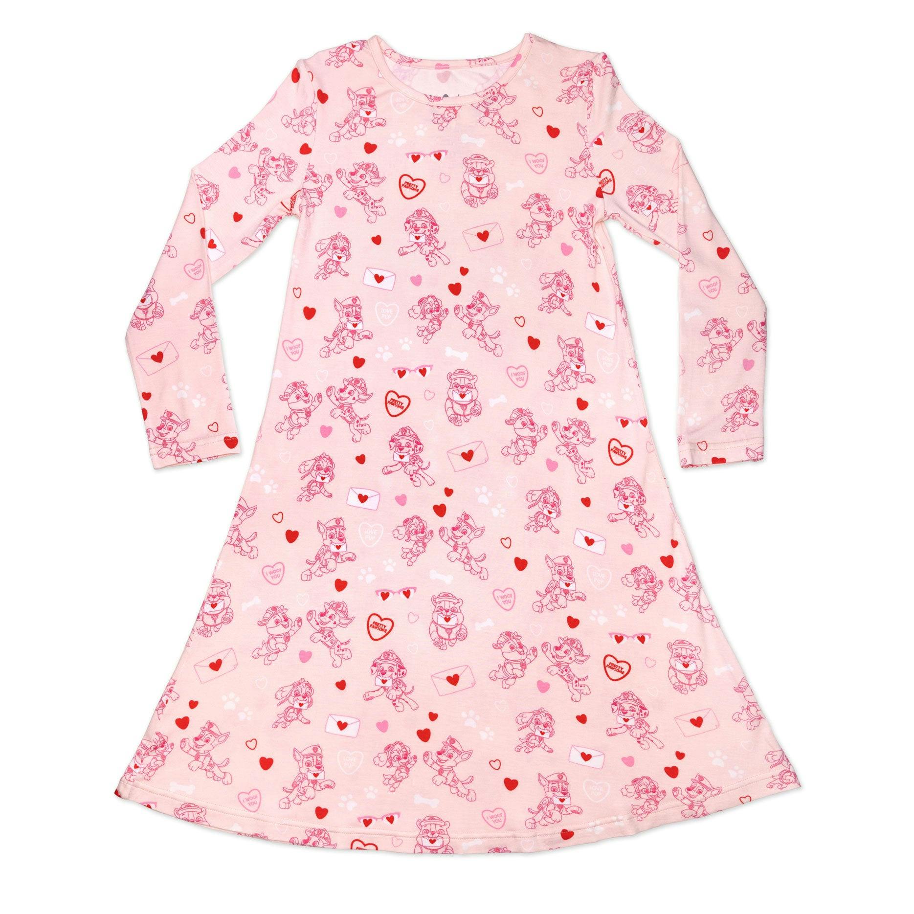 PAW Patrol: Valentine's Pink Bamboo Girls' Long Sleeve Dress