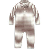 Baby Long Sleeve Polo Romper In Stripe, Stripes