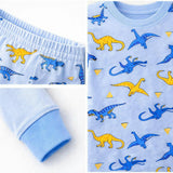 Kids and Toddlers Boys Blue Dinosaurs Shorts Sleeve Snug Fitted Soft Pajamas Set