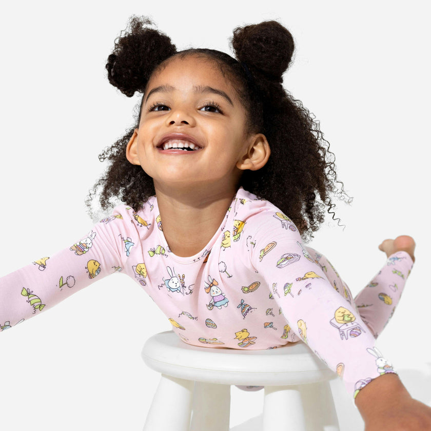 Easter Pink Bamboo Kids Pajamas