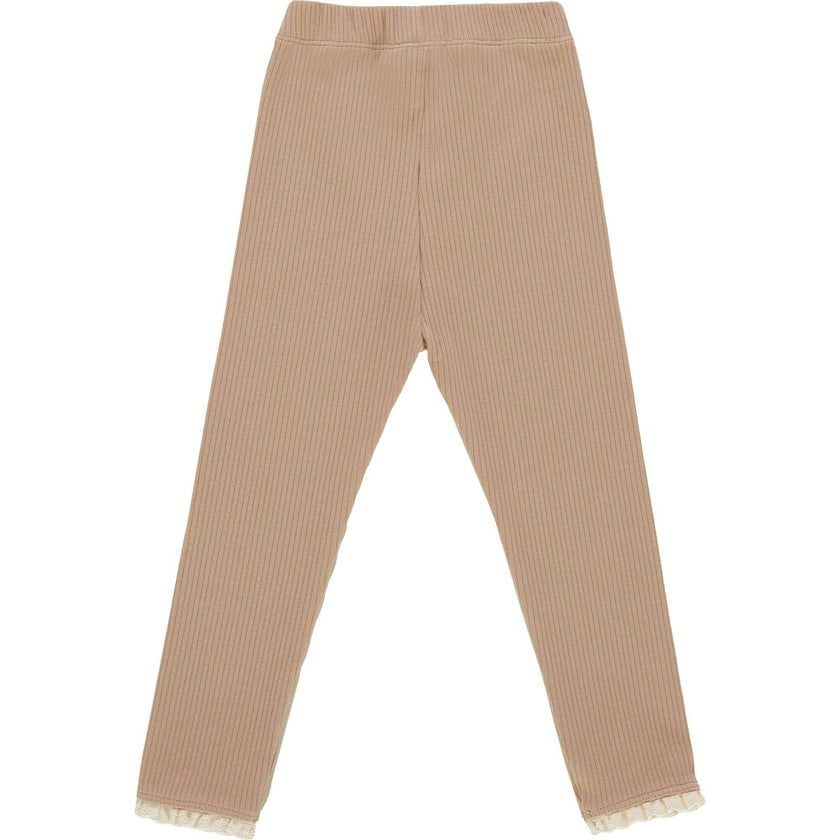 Affy Ribbed Lace Trim Leggings