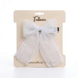 White Dotted Sheer Bow Hair Clip