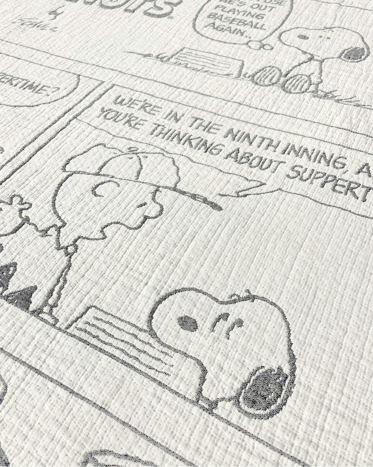Blanket PEANUTS BASEBALL Comic Strip Cotton Black / White 4.25 x 6.5ft
