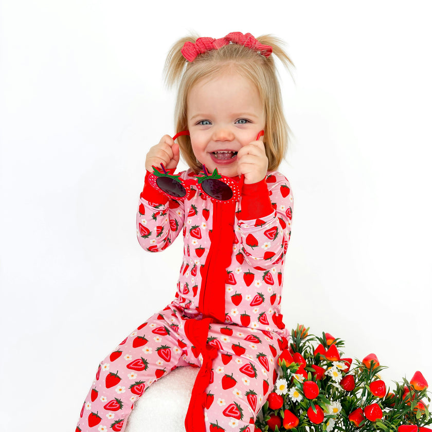 Strawberry Fields Ruffle Snoozer