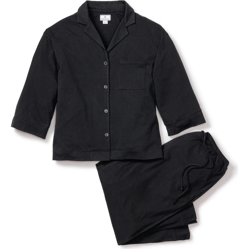 The Olivia Wide Leg Pima Pajama Set in Navy