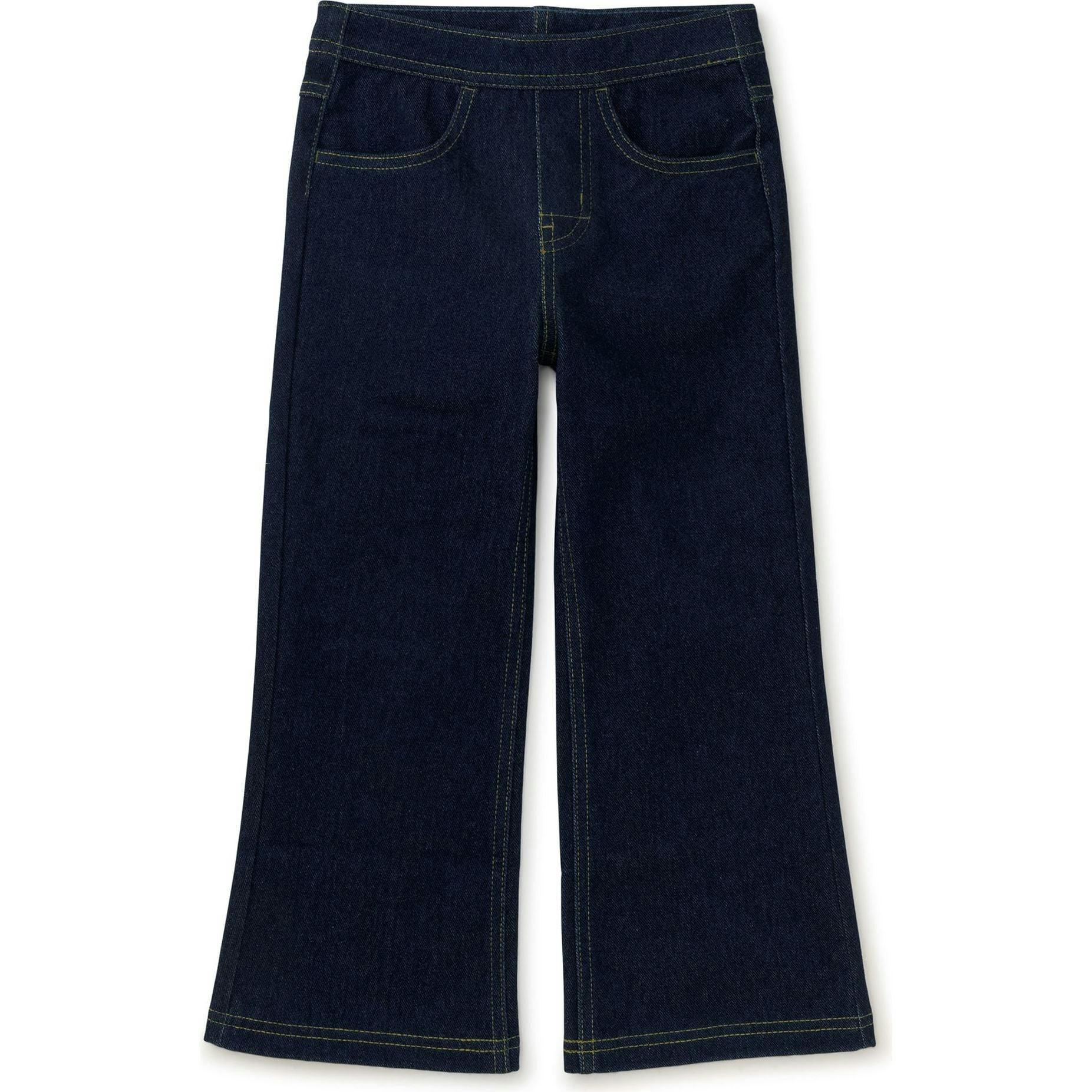 Denim-Like Drawstring Wide Leg Flare Pocket Pants, Blue