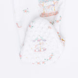 Carousel with Bows - 2 Way Ruffle Back Zipper Footie