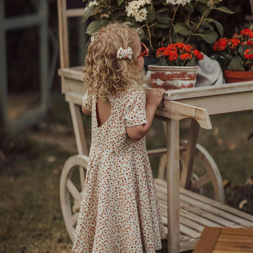Sweetheart Twirl Dress | Organic Cotton Jersey - Sunset Meadow