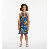 Mini Chantal Girls Dress Fiesta Blue Ikat, blue