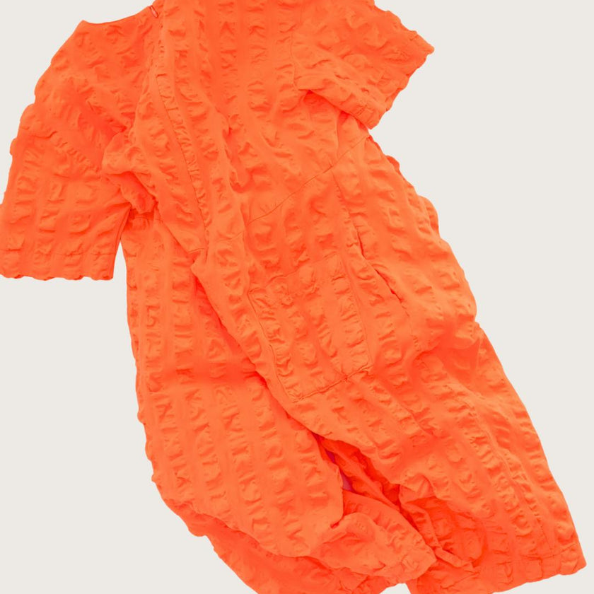 Dorian Orange seersucker jumpsuit