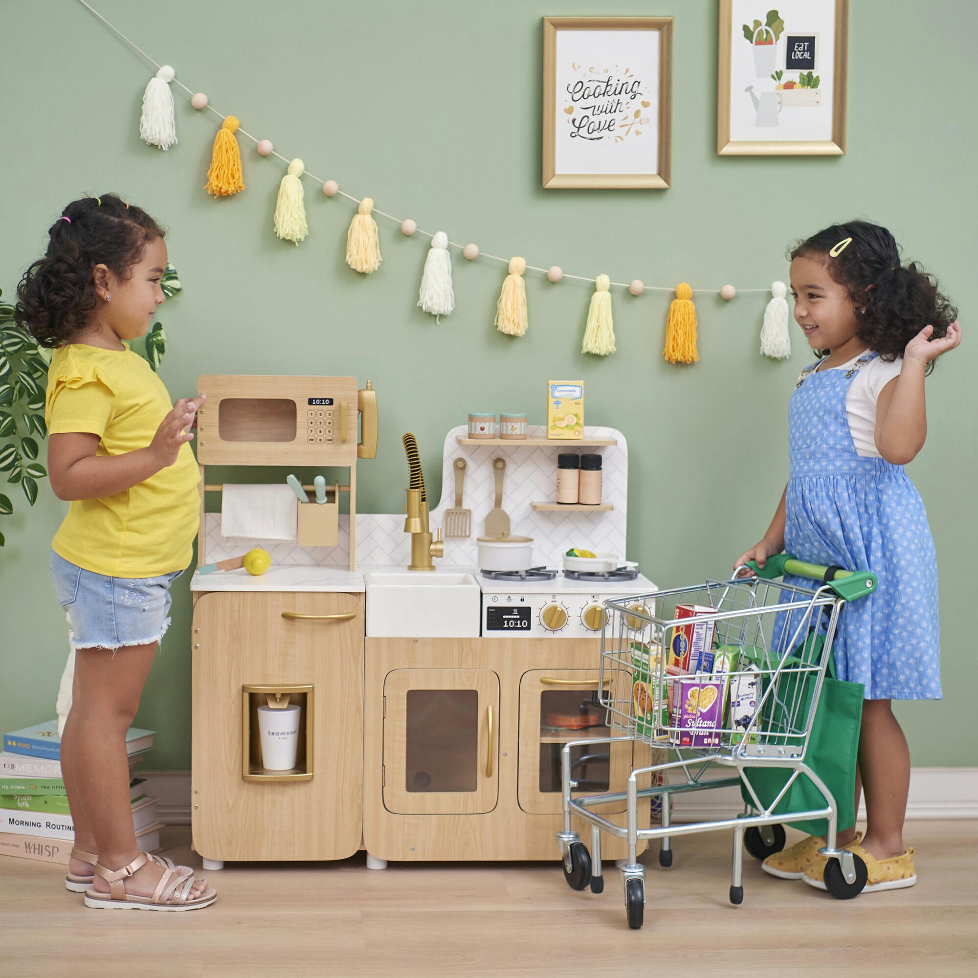 Little Chef Cyprus Medium Play Kitchen - Light Oak/White