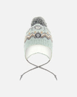 Lined Peruvian Knit Pompom Hat Gray And Sage