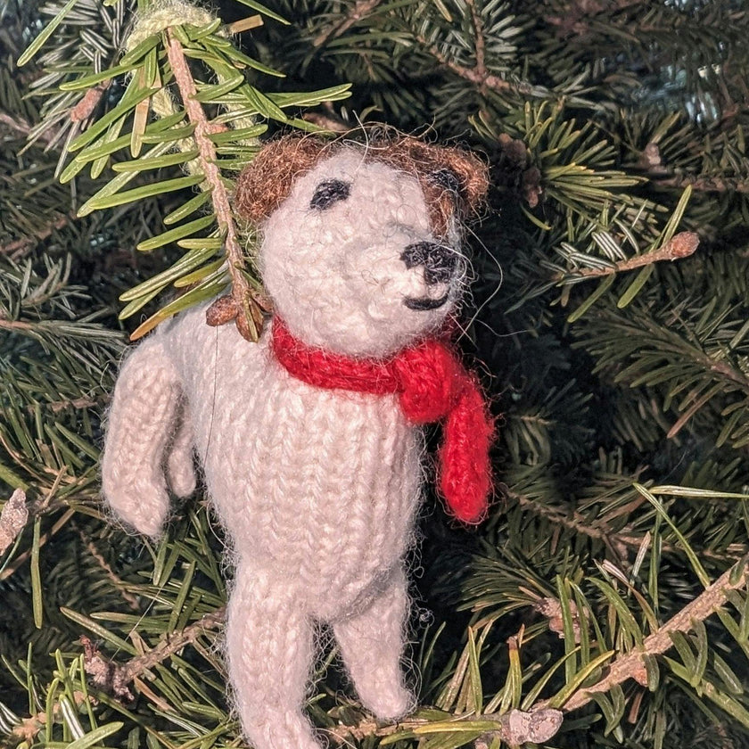 Jack Russell Terrier Dog Hand Knit Christmas Ornament Arcadia Home