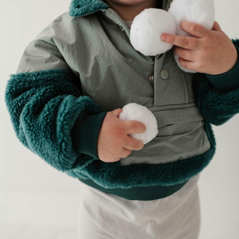 Boys Sherpa Pullover in Sea Pine