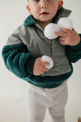 Boys Sherpa Pullover in Sea Pine