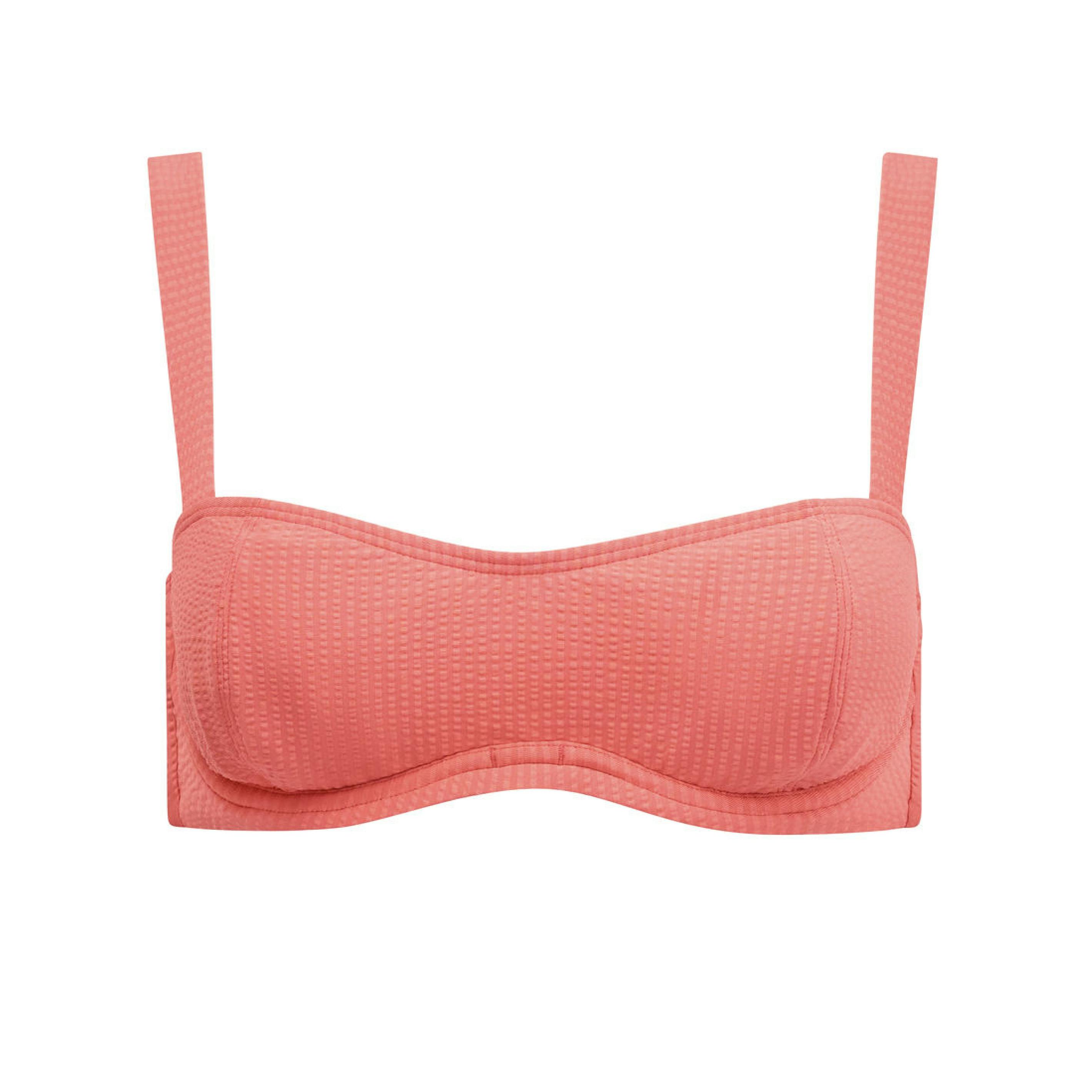 women's sailor red seersucker bandeau bikini top