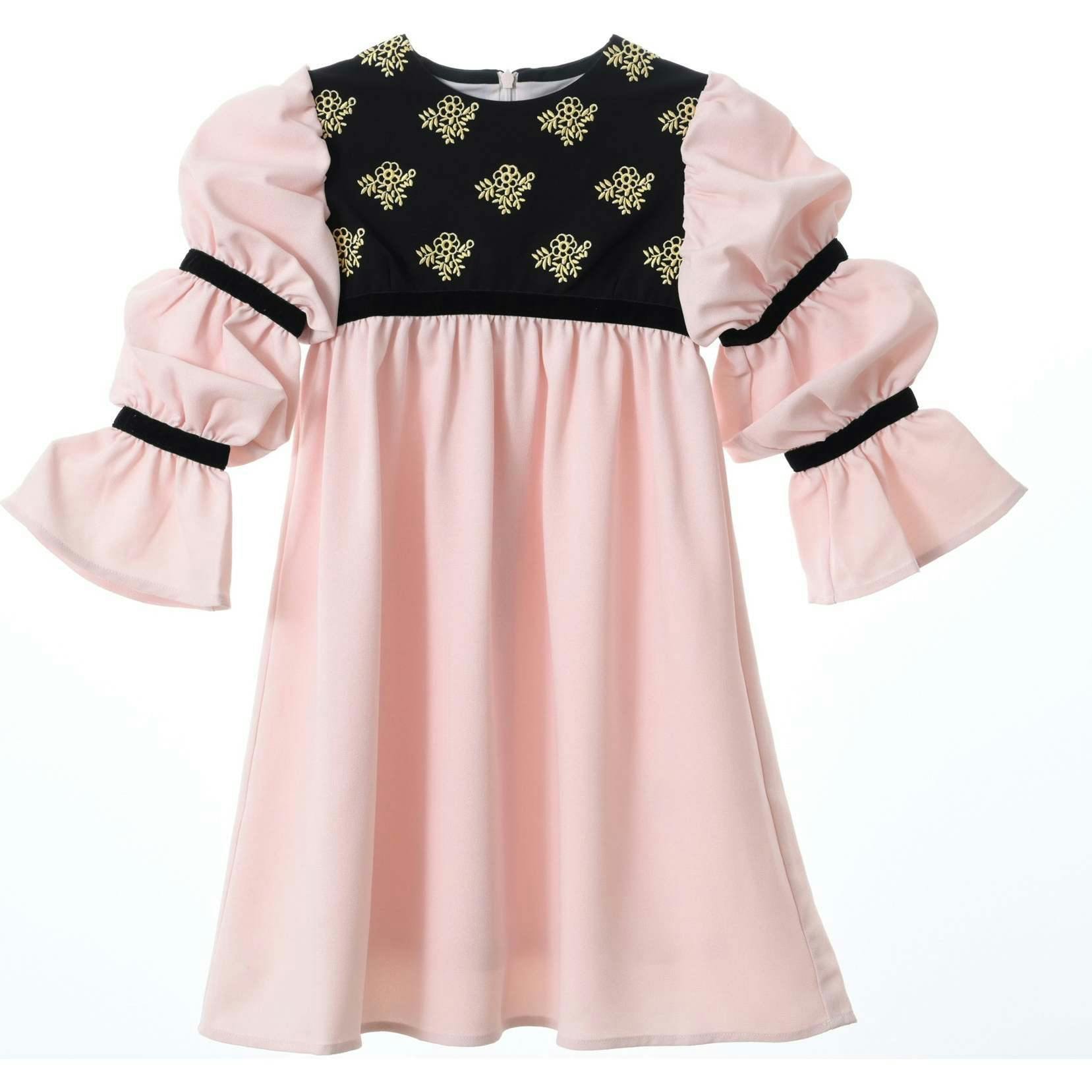 Bella dress (burgundy with golden embroidery blooms)
