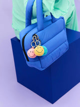 Smiley Keychain ECO Corduroy Teal - 2"