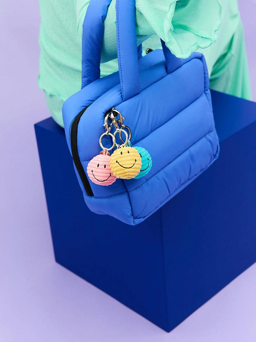 Smiley Keychain ECO Corduroy Teal - 2"