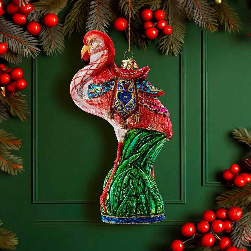 Kurt Adler 7-Inch Bellissimo Glass Flamingo Ornament