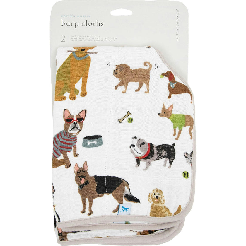 Cotton Muslin Burp Cloth 2 Pack - Woof