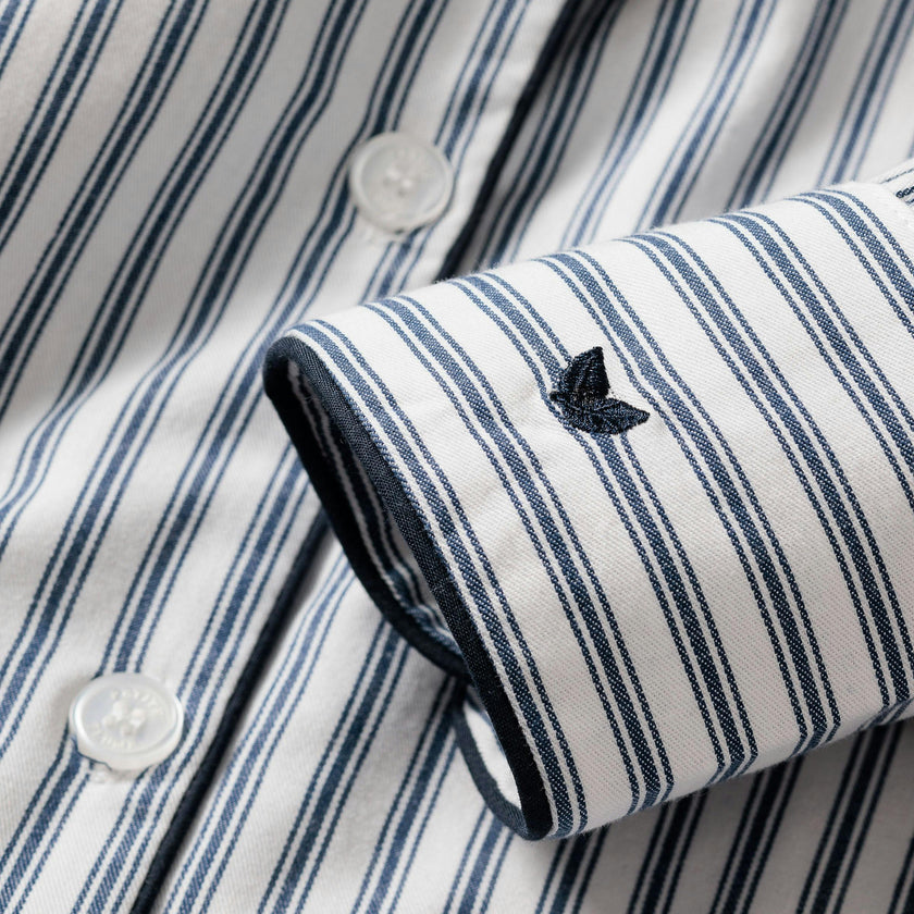 Men's Twill Pajama Set in Navy French Ticking