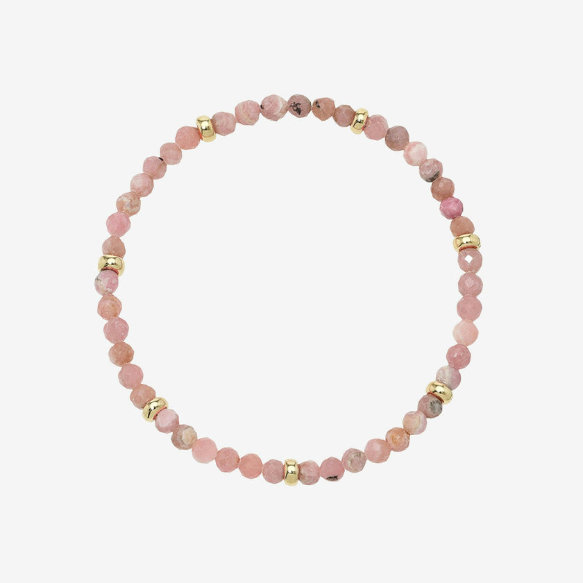 14K Gold Pink Rhodochrosite Segment Bead Bracelet