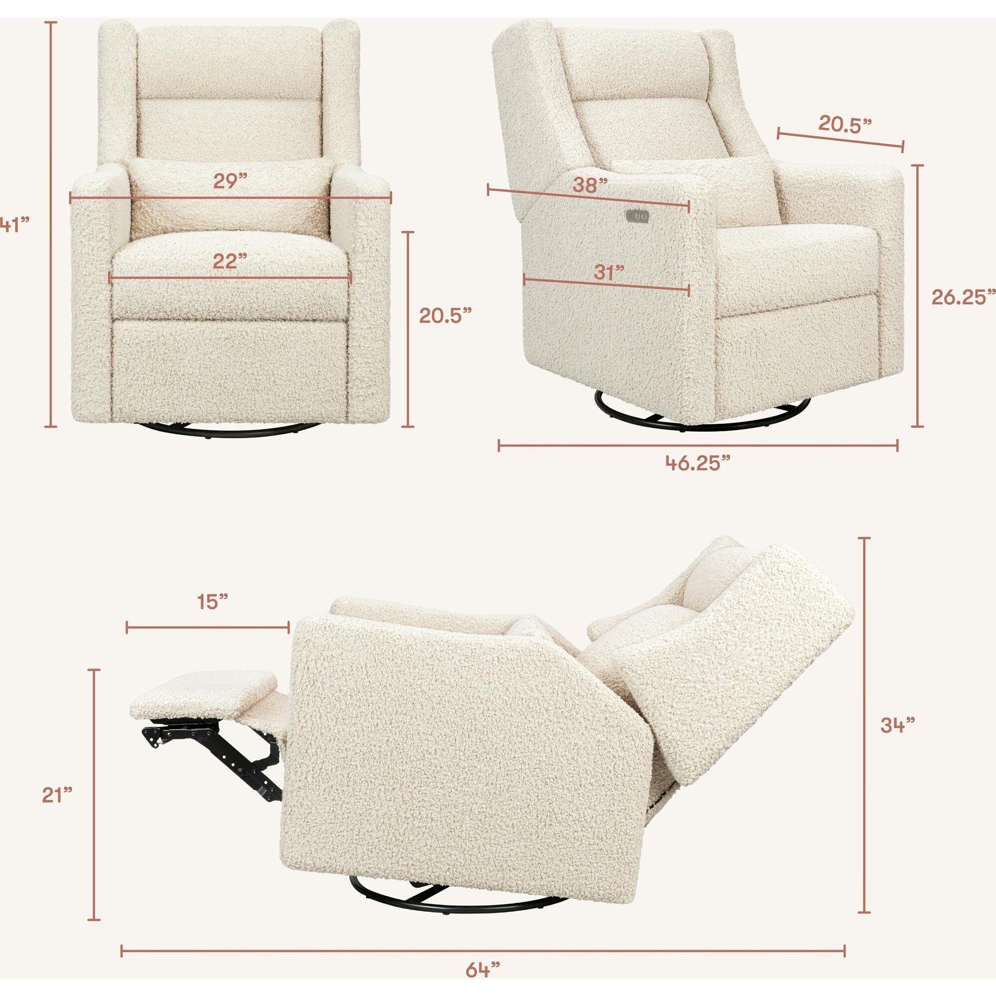 Kiwi Plus Power Recliner and Swivel Glider with Power Adjustable Headrest and USB Port