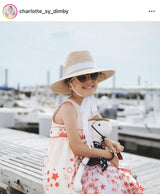 Mommy & Me Sun Hat Set - Hollyhock & Petunia - Long Olive Green Grosgrain Ribbon