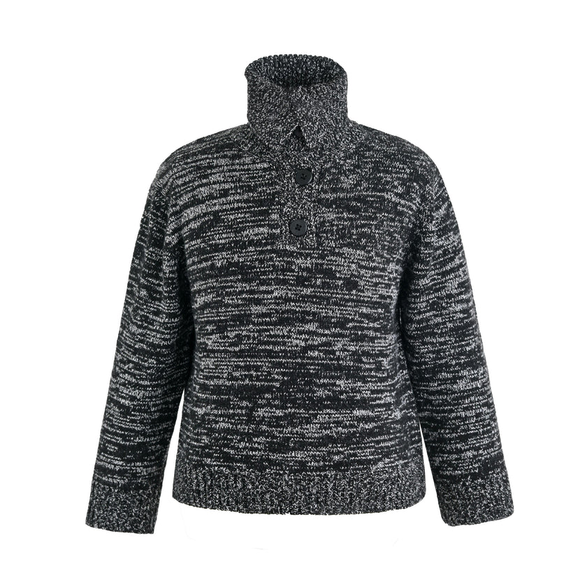 Black & White Button Knit Sweater